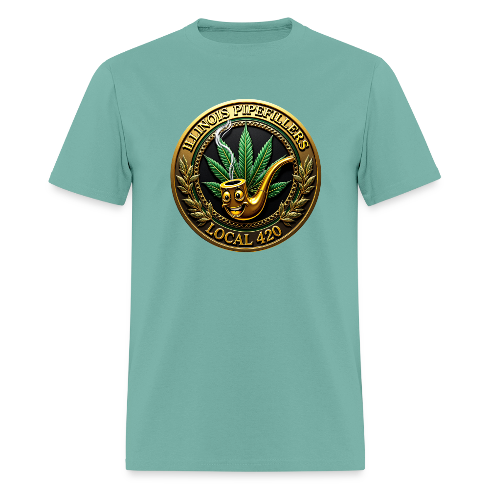 ILLINOIS PIPEFILLERS LOCAL 420 F/B DESIGN Men's T-Shirt - aquatic