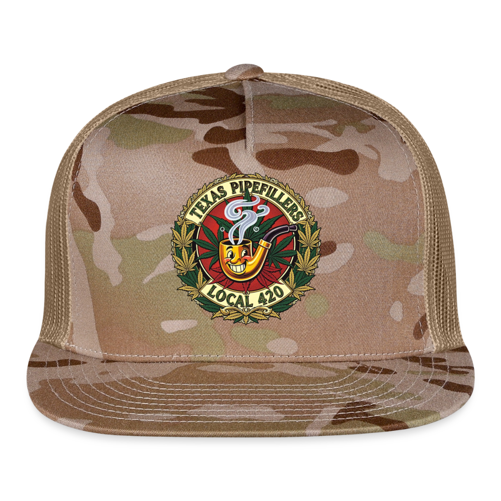 TEXAS PIPEFILLERS LOCAL 420 CAMO Trucker Hat - MultiCam\tan