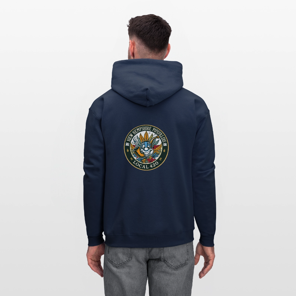 NEW HEMPSHIRE PIPEFILLERS LOCAL 420 2 EMBLEM Men's Hoodie - navy