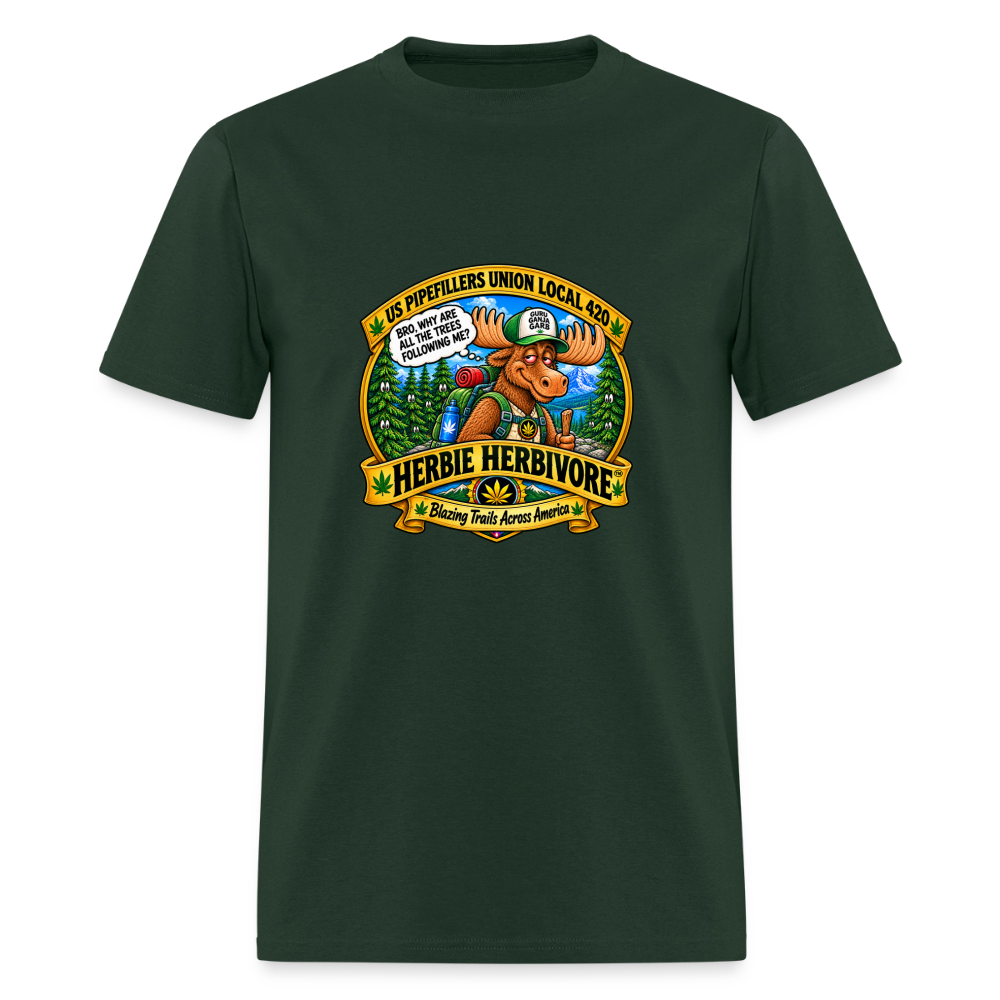 HERBIE HERBIVOR"BRO" US PIPEFILLERS LOCAL 420 Men's T-Shirt - forest green