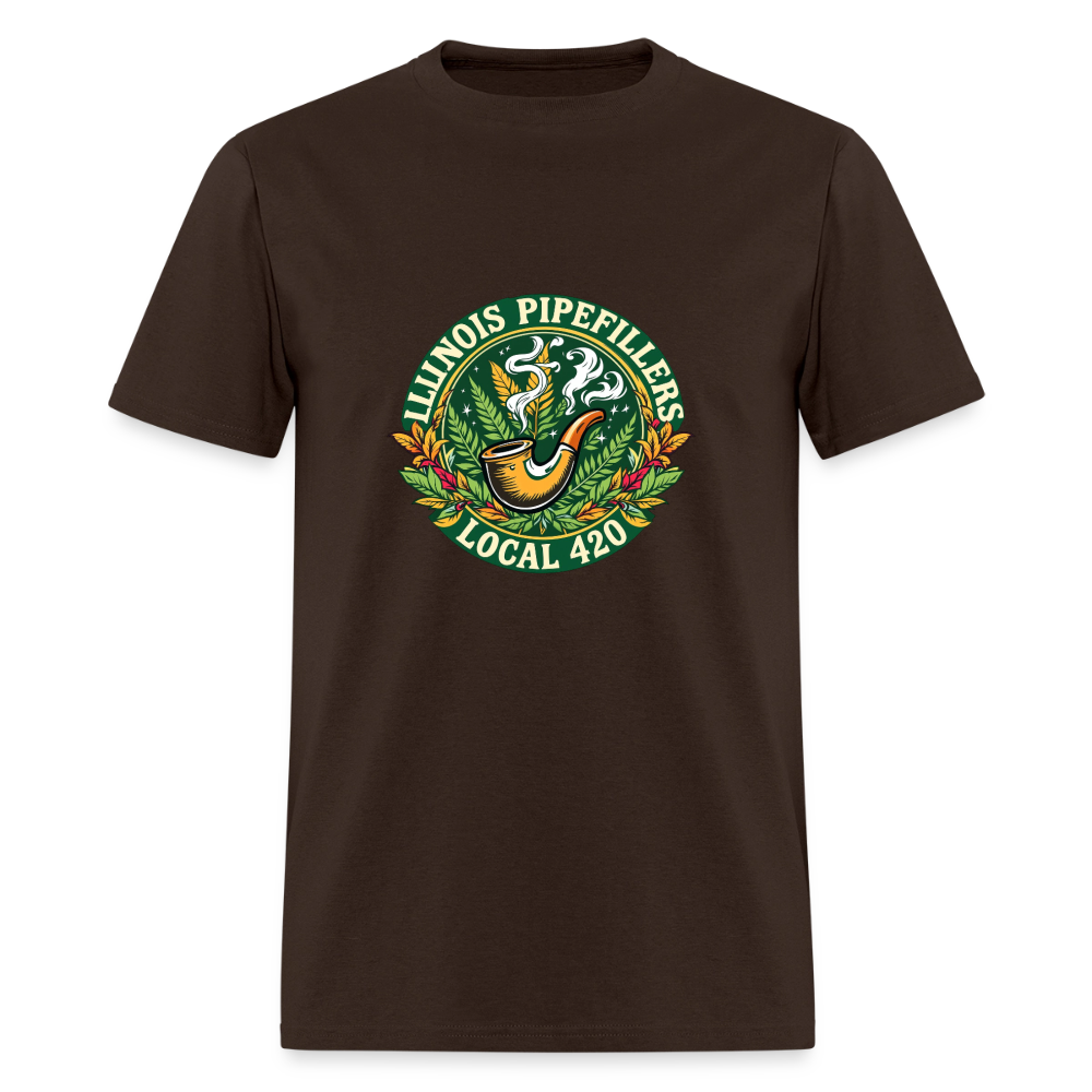 ILLINOIS PIPEFILLERS LOCAL 420 F/B DESIGN Men's T-Shirt - brown