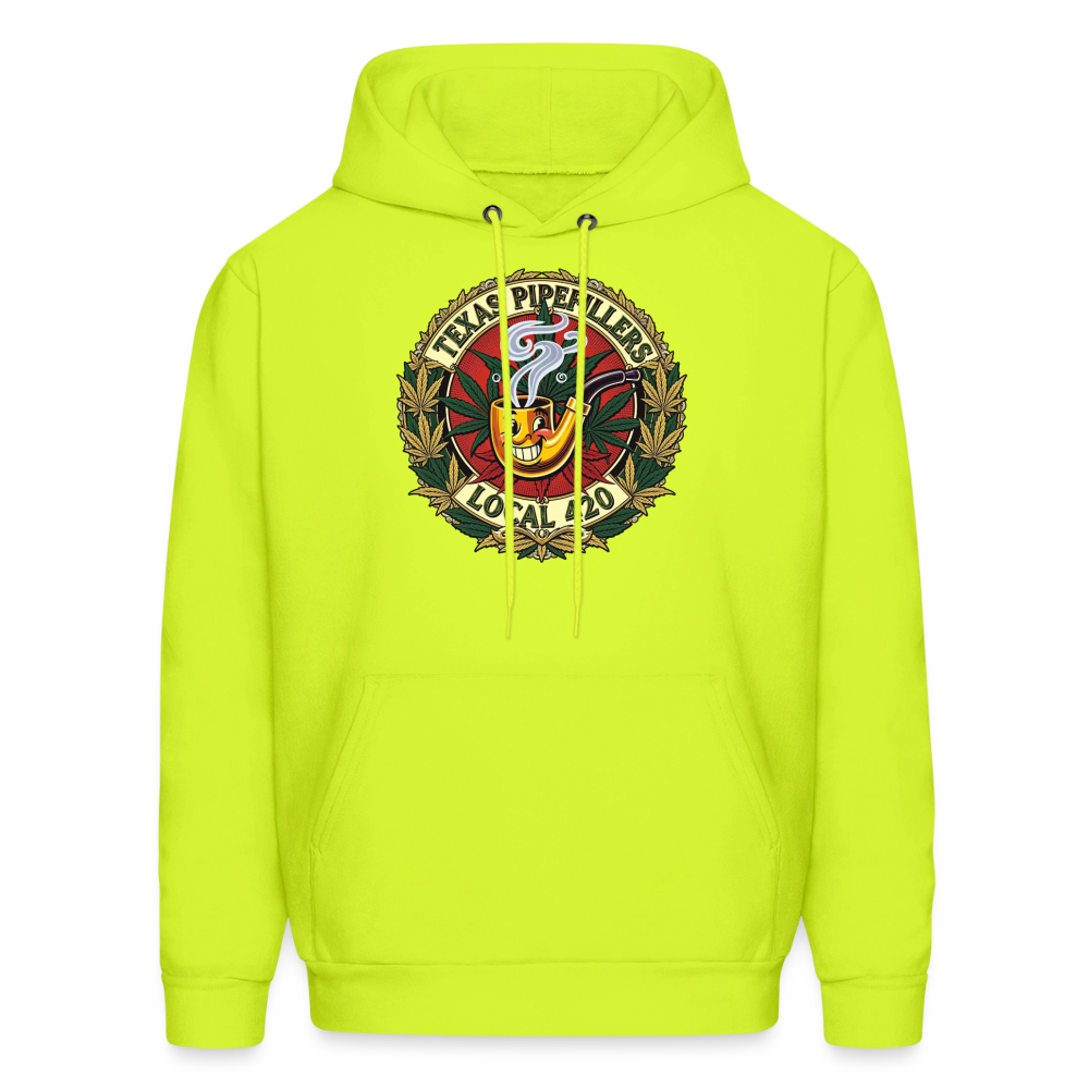TEXAS PIPEFILLERS LOCAL 420 F.B DESIGN Men's Hoodie - safety green