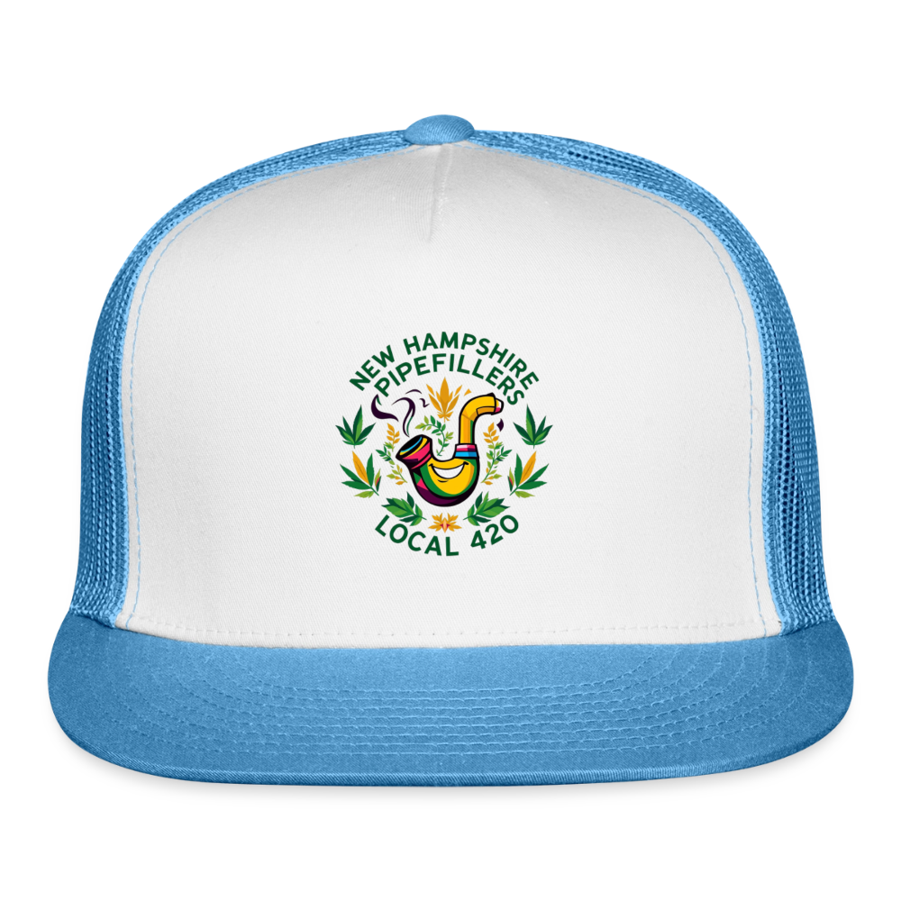 NEW HAMPSHIRE PIPEFILLERS LOCAL 420 Trucker Hat - white/blue