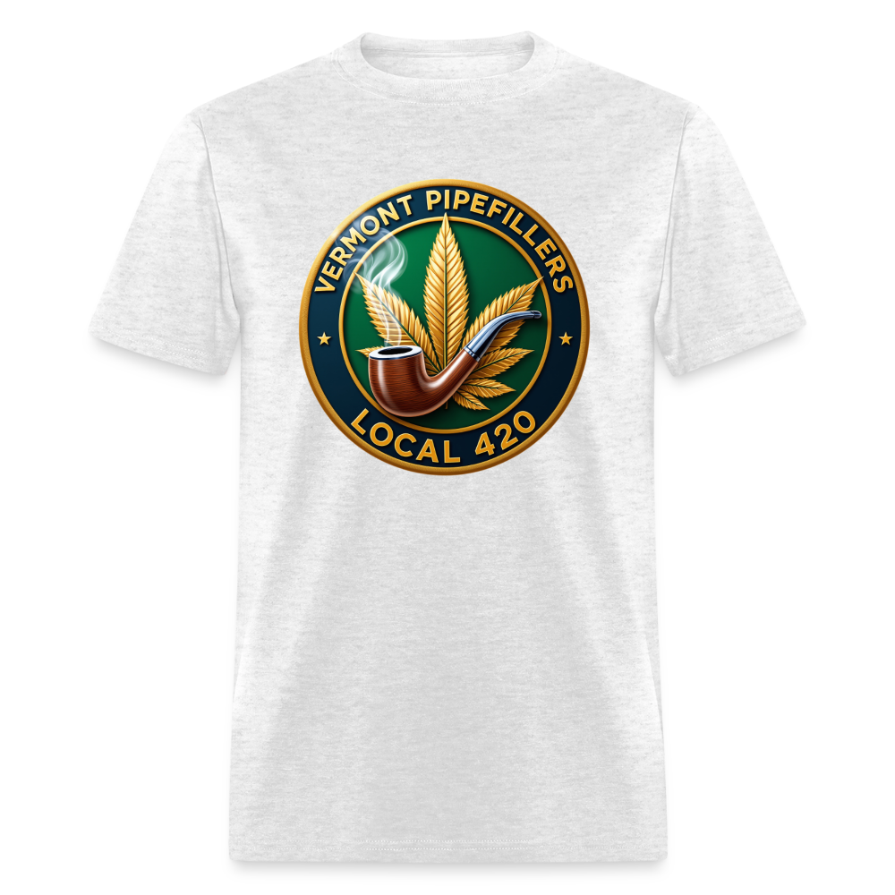VERMONT PIPEFILLERS LOCAL 420 2 EMBLEM Men's T-Shirt - light heather gray