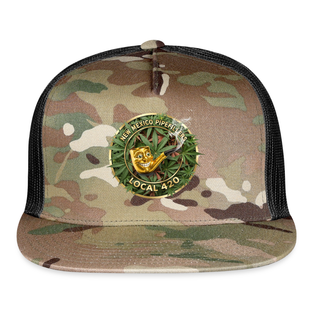 NEW MEXICO PIPEFILLERS LOCAL 420 CAMO Trucker Hat - MultiCam\black