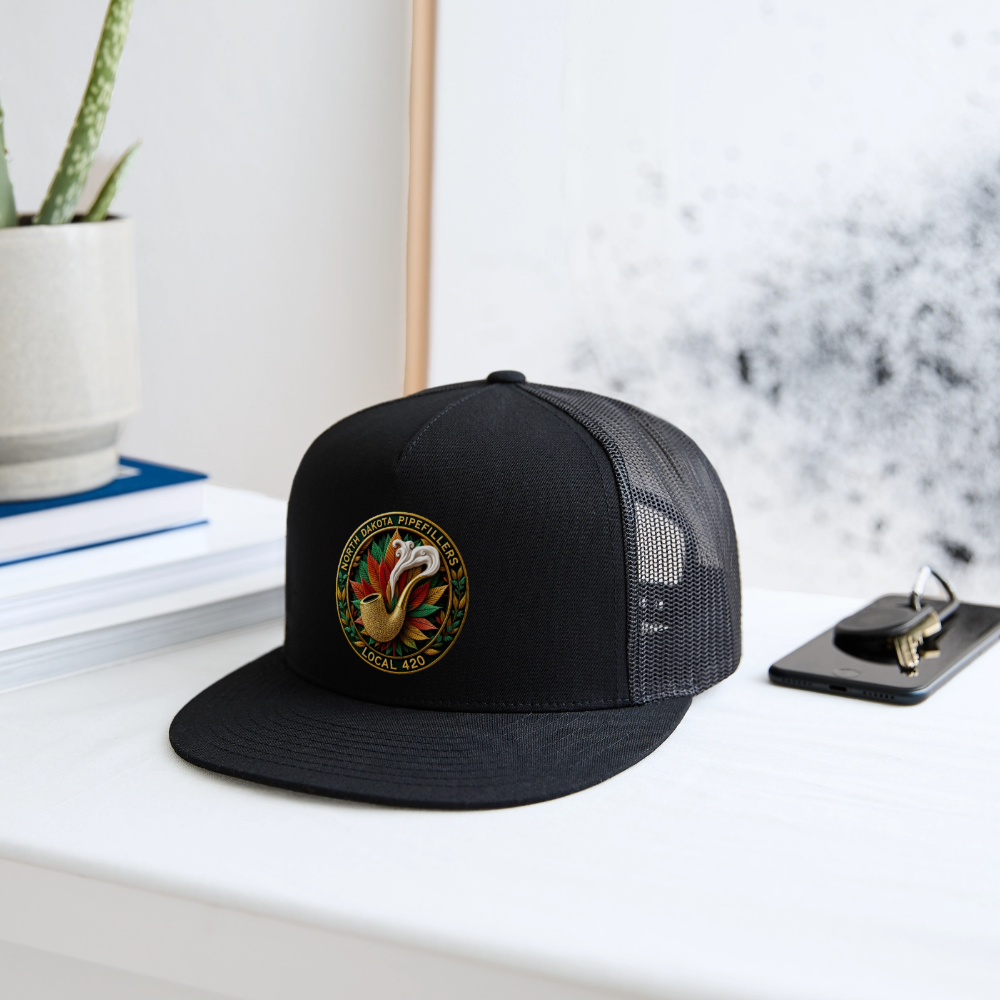 NORTH DAKOTA PIPEFILLERS LOCAL 420 Trucker Hat - black/black