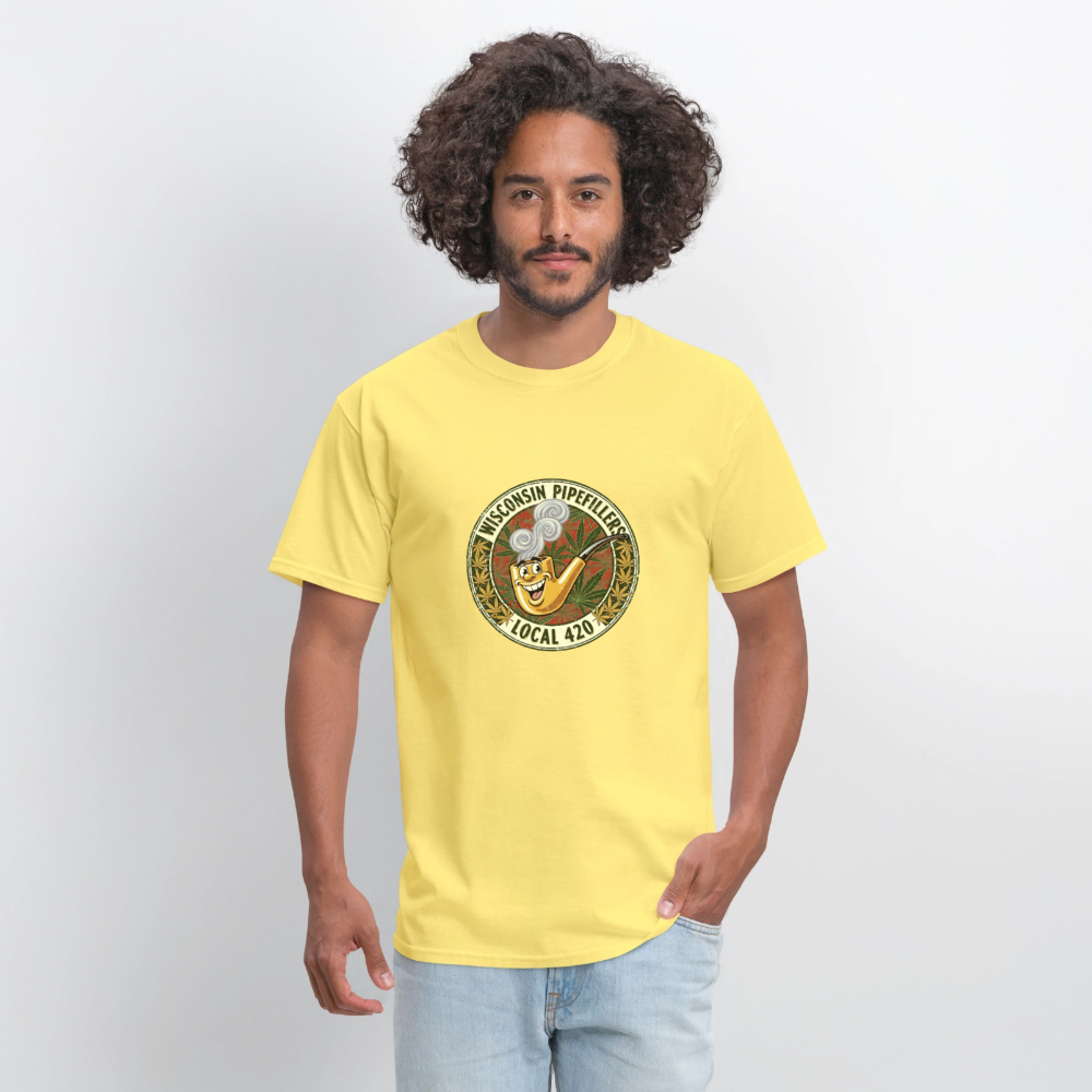 WISCONSIN PIPEFILLERS LOCL 420 F/B DESIGN Men's T-Shirt - cornsilk