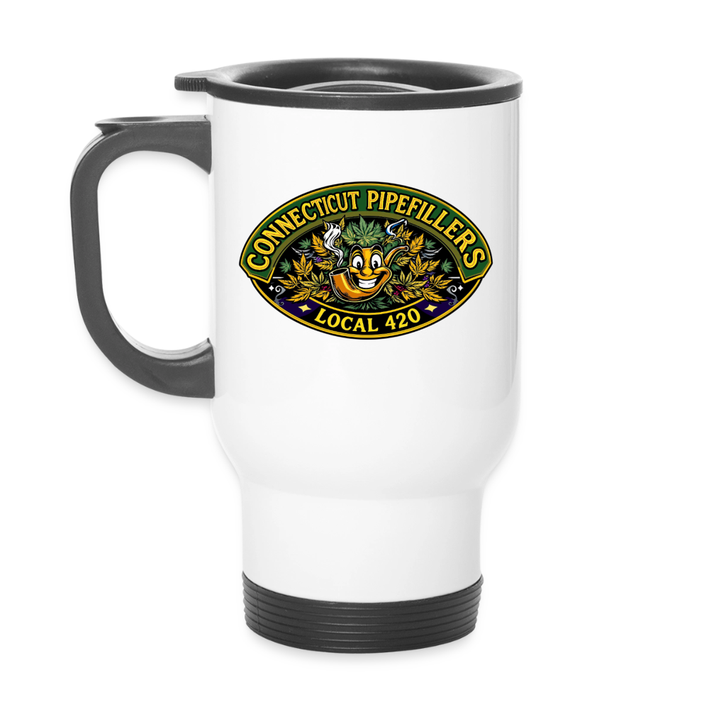 CONNECTICUT PIPEFILLERD LOCAL 420 14oz Stainless Steel Travel Mug - white
