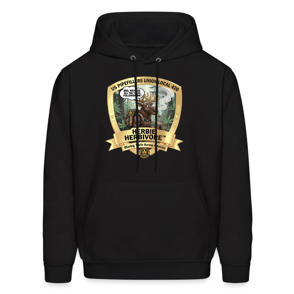 NEW ENGLAND PIPEFILLERS LOCAL 420 HERBIE HERBIVORE F/B EMBLEMS Men's Hoodie - black
