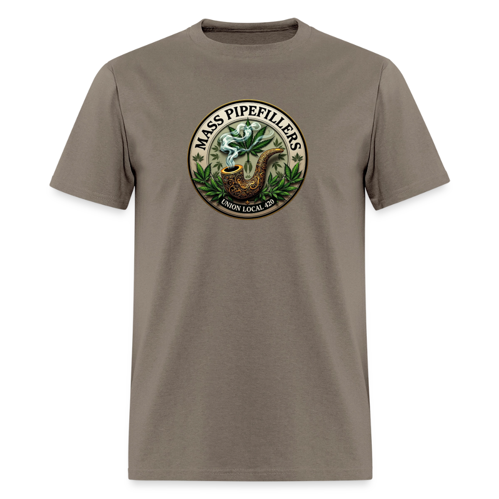 MASS PIPEFILLERS LOCAL 420 2 EMBLEM Men's T-Shirt - safari