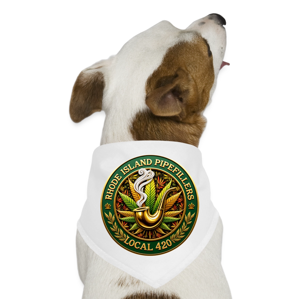 RHODE ISLAND PIPEFILLERS LOCAL 420 Union Dog Bandana - white