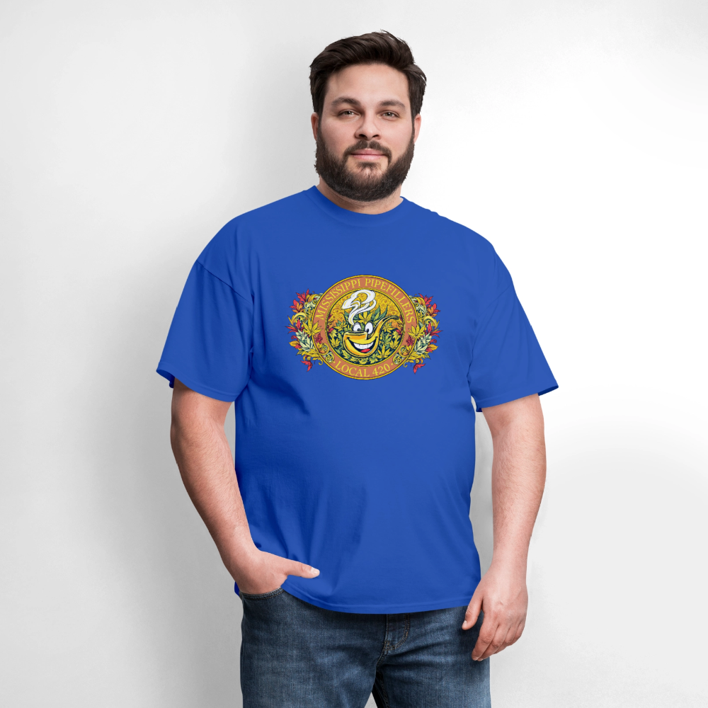MISSISSIPPI PIPEFILLERS LOCAL 420 F/B DESIGNS Men's T-Shirt - royal blue