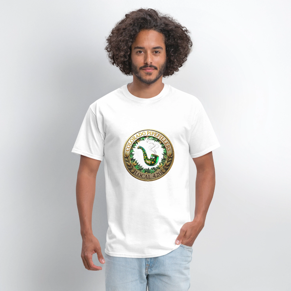 COLORADO PIPEFILLERS LOCAL 420  Men's T-Shirt - white
