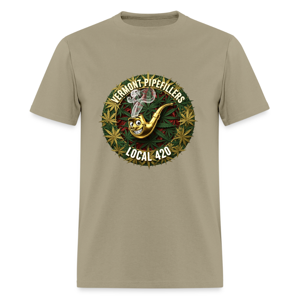 VERMONT PIPEFILLERS LOCAL 420  F/B DESIGN Men's T-Shirt - khaki