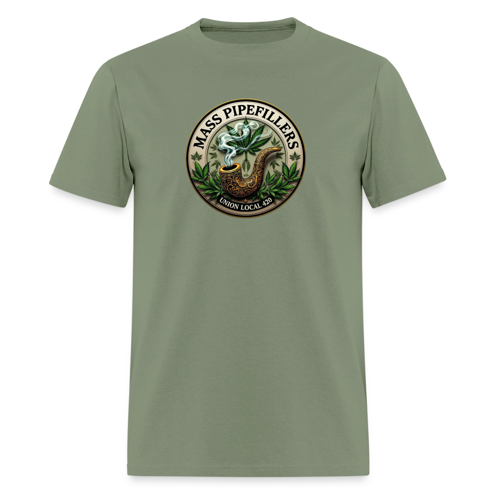 MASS PIPEFILLERS LOCAL 420 2 EMBLEM Men's T-Shirt - military green