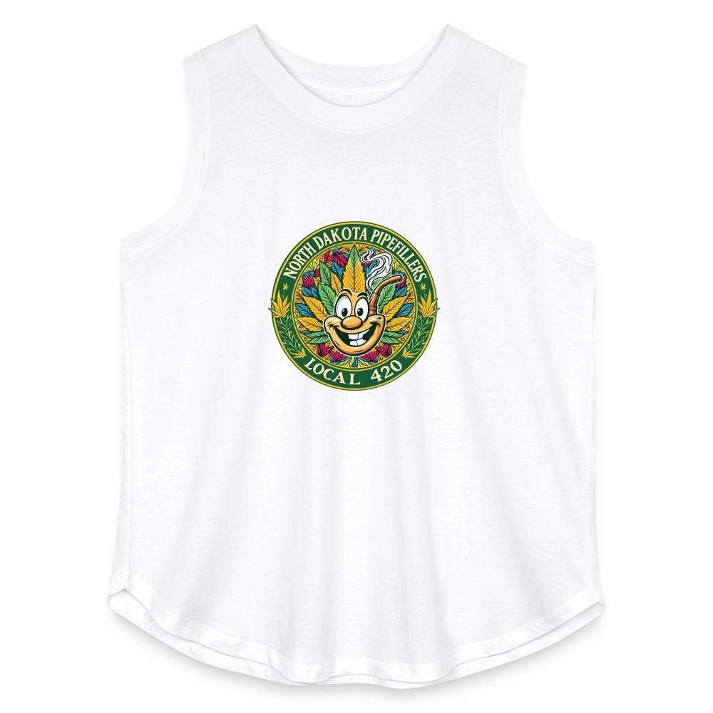 NORTH DAKOTA PIPEFILLERS LOCAL 420 F/B 2 DESIGNS Women's Curvy Relaxed Tank Top - white