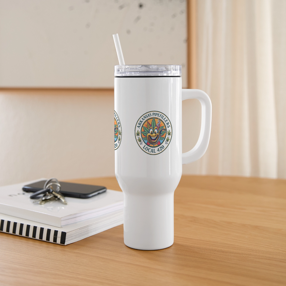 ARKANSAS PIPEFILLERS LOCAL 420 40oz Stainless Steel Travel Tumbler - white
