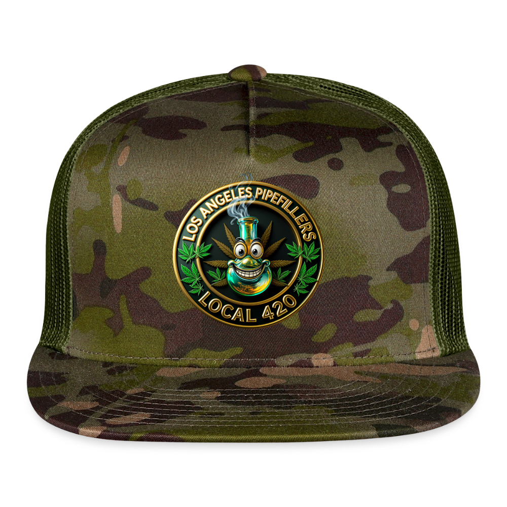 LOS ANGELES PIPEFILLERS LOCAL 420  CAMO Trucker Hat - MultiCam\green