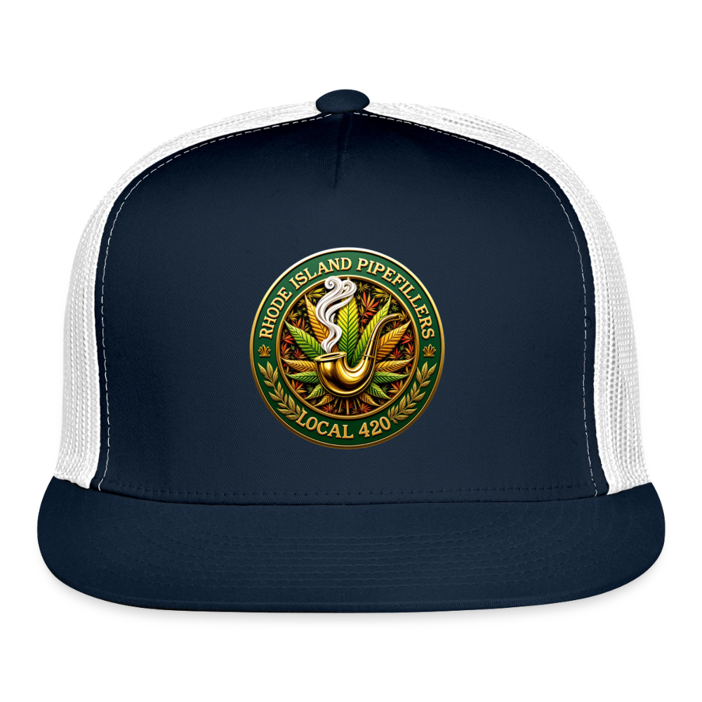 RHODE ISLAND PIPEFILLERS LOCAL 420 Trucker Hat - navy/white
