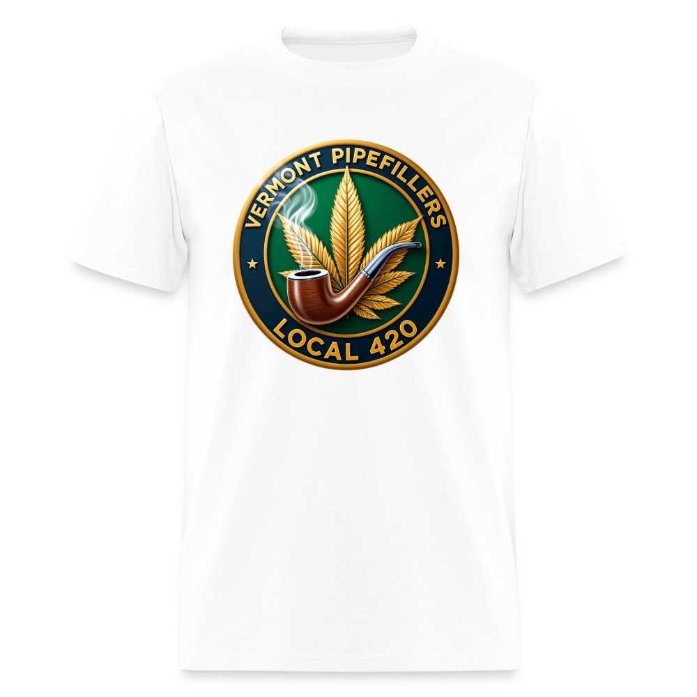 VERMONT PIPEFILLERS LOCAL 420 2 EMBLEM Men's T-Shirt - white