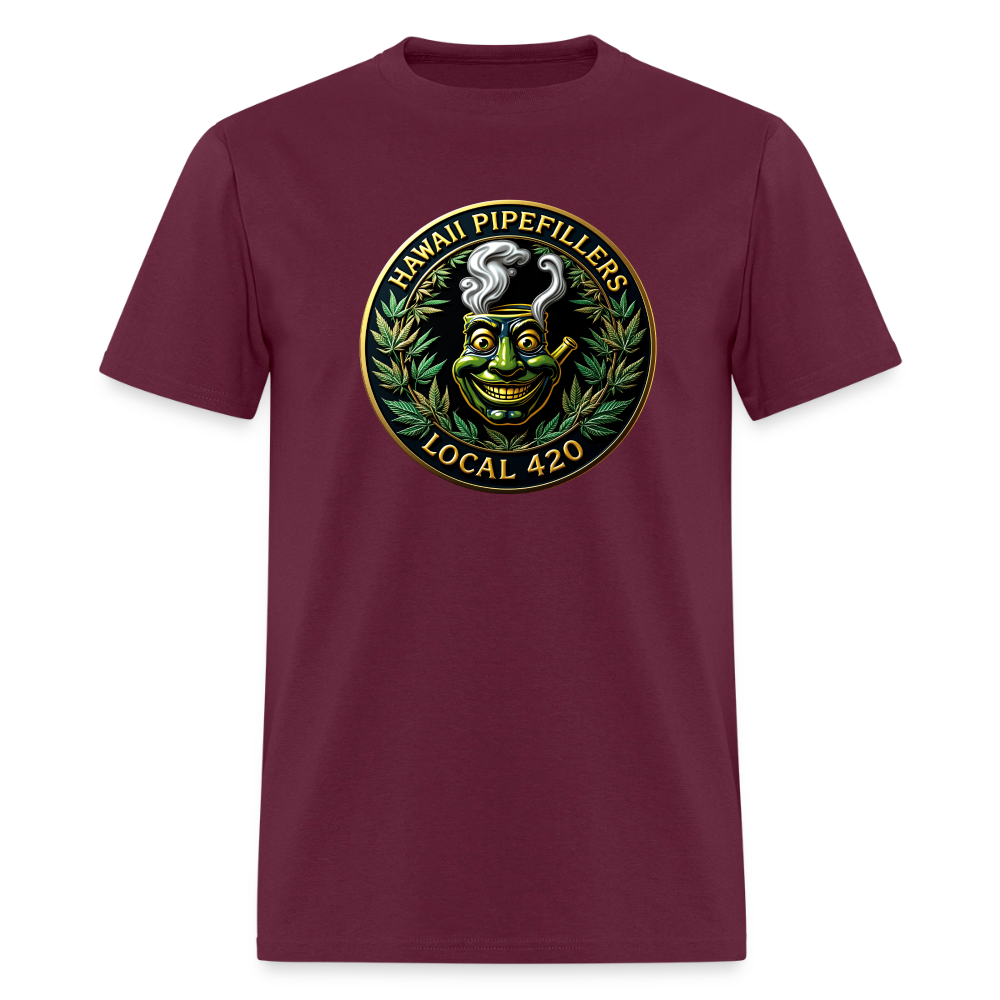 HAWAII PIPEFILLERS LOCAL 420 F/B DESIGN  Men's T-Shirt - burgundy