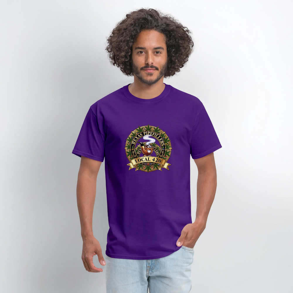 TEXAS PIPEFILLERS LOCAL 420 F/B DESIGN Men's T-Shirt - purple