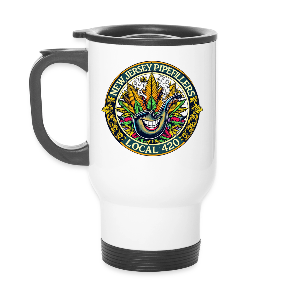 NEW JERSEY PIPEFILLERS LOCAL 420 Union Travel Mug - white