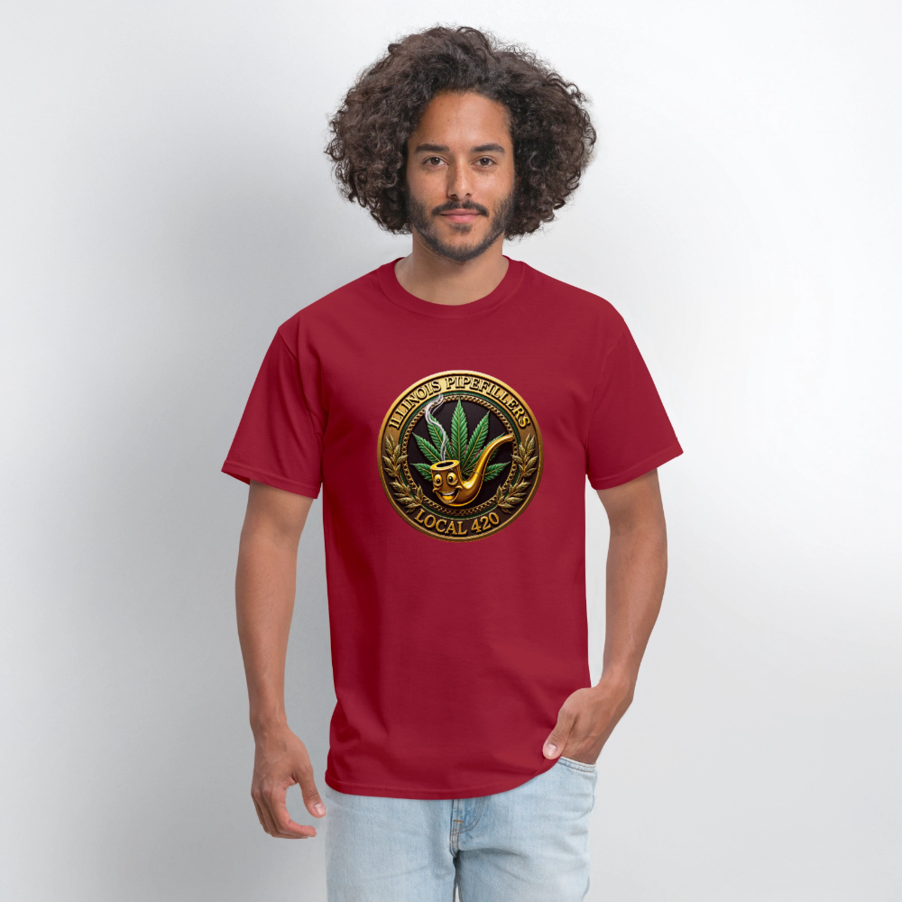 ILLINOIS PIPEFILLERS LOCAL 420 F/B DESIGN Men's T-Shirt - true red