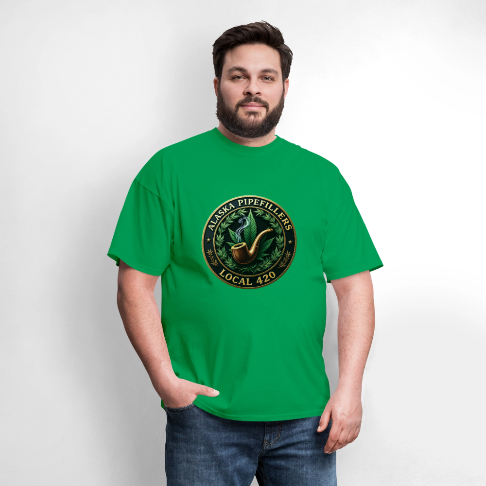 ALASKA PIPEFILLERS LOCAL 420 F/B DESIGN Men's T-Shirt - bright green