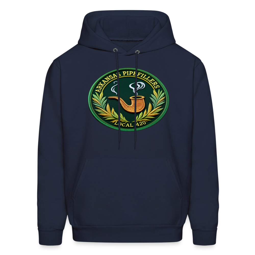 ARKANSAS PIPEFILLERS LOCAL 420 F/B EMBLEMS  Men's Hoodie - navy