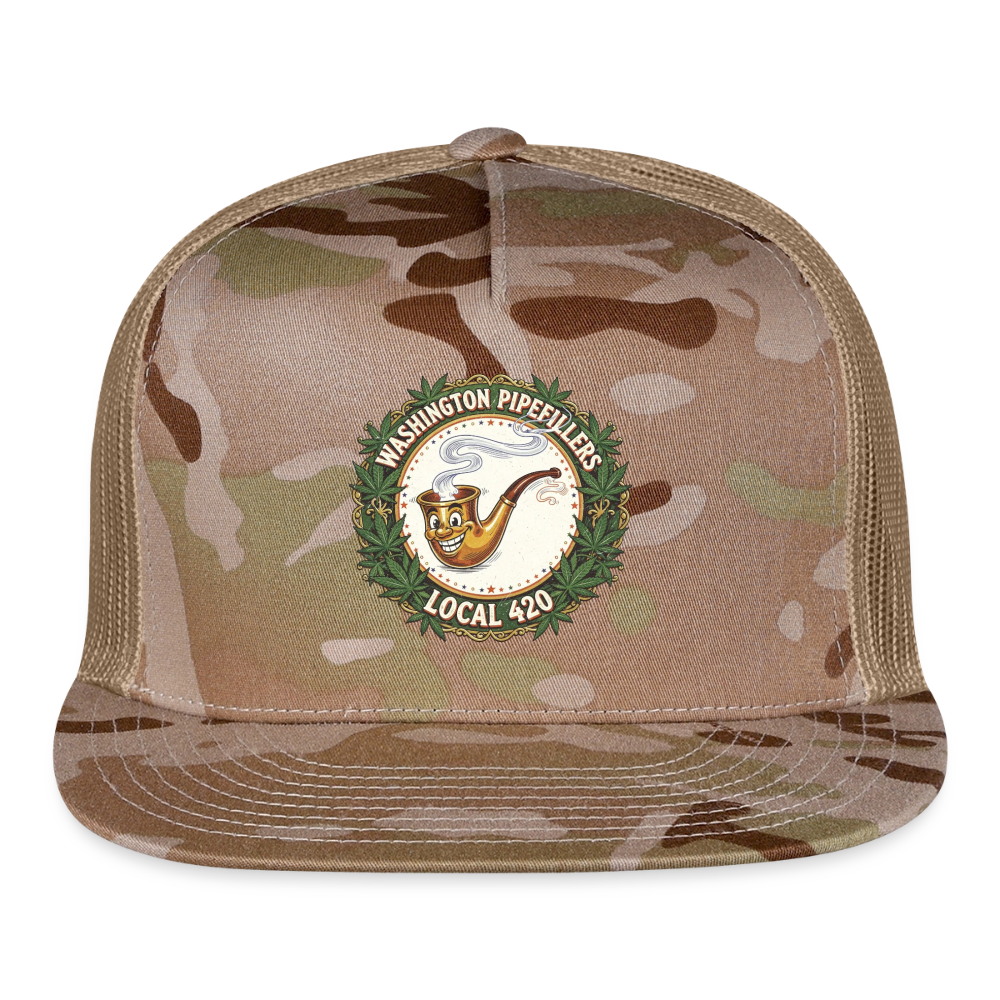 WASHINGTON PIPEFILLERS LOCAL 420 CAMO Trucker Hat - MultiCam\tan