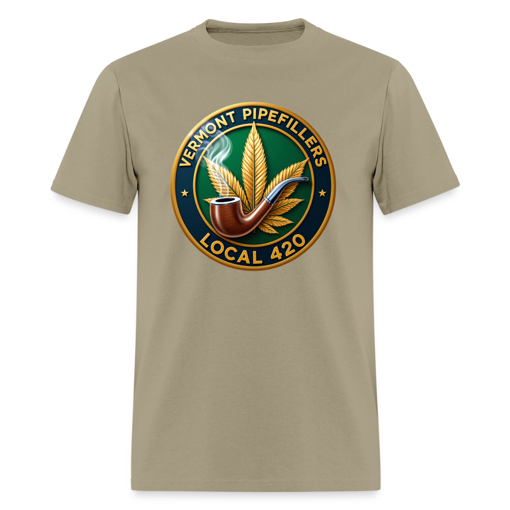 VERMONT PIPEFILLERS LOCAL 420 2 EMBLEM Men's T-Shirt - khaki