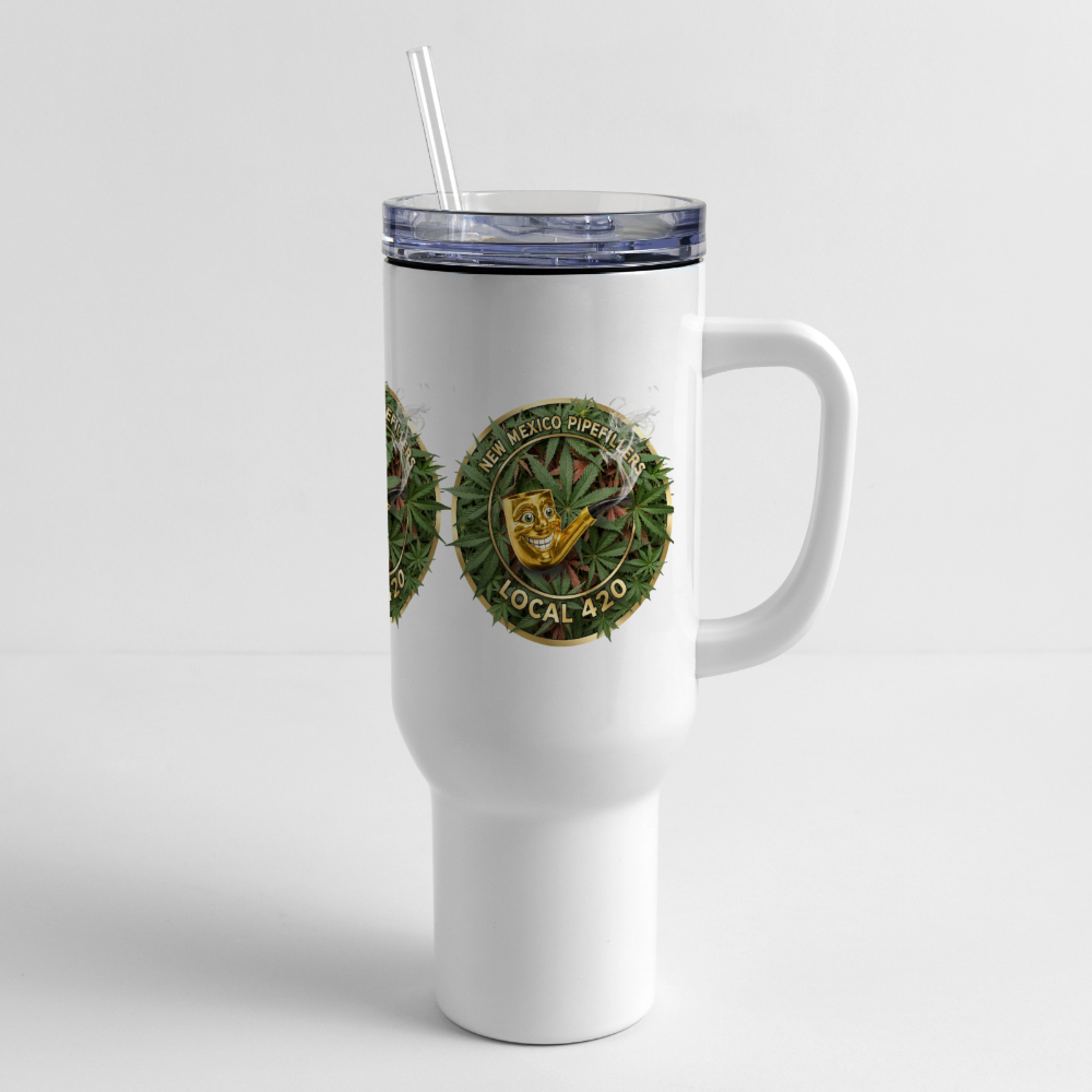 NEW MEXICO PIPEFILLERS LOCAL 420 40oz Stainless Steel Travel Tumbler - white