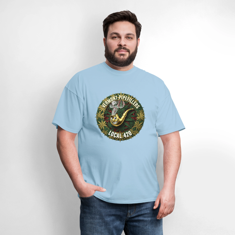VERMONT PIPEFILLERS LOCAL 420  F/B DESIGN Men's T-Shirt - powder blue