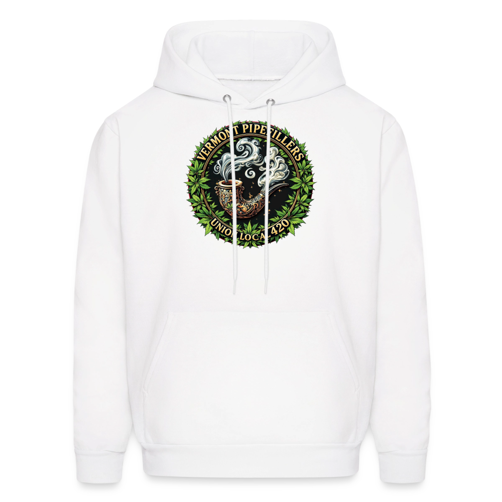 VERMONT PIPEFILLERS LOCAL 420 2 EMBLEM Men's Hoodie - white