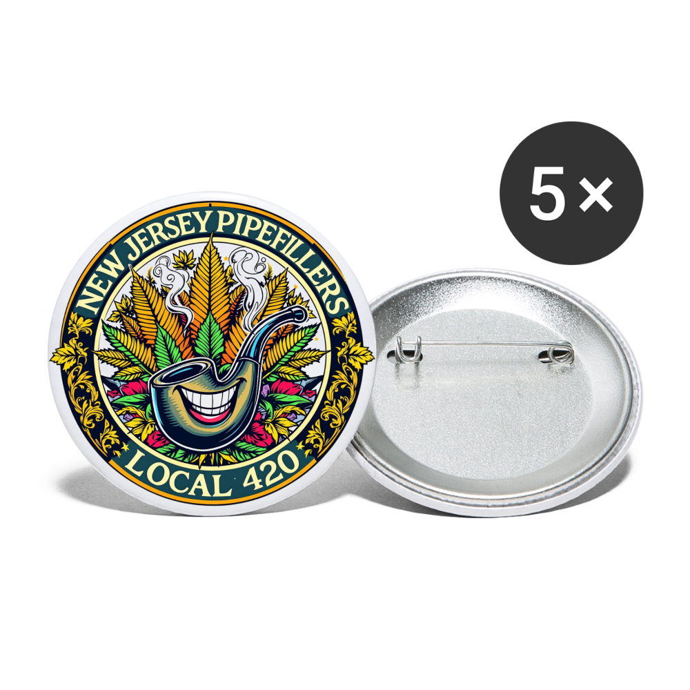 NEW JERSEY PIPEFILLERS LOCAL 420  Union Buttons small 1'' (5-pack) - white