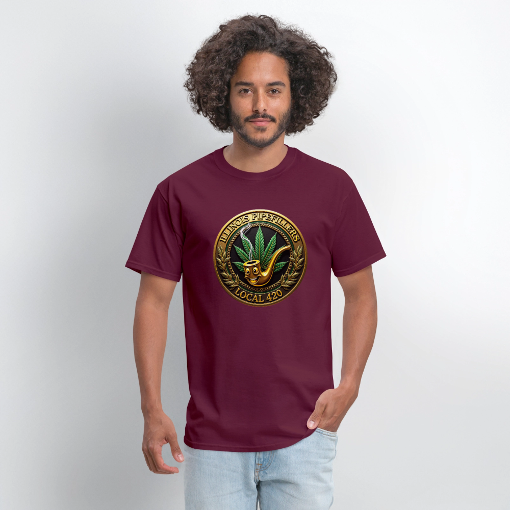 ILLINOIS PIPEFILLERS LOCAL 420 F/B DESIGN Men's T-Shirt - burgundy