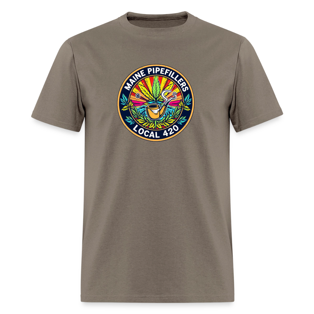 MAINE PIPEFILLERS LOCAL 420 2 EMBLEM Men's T-Shirt - safari