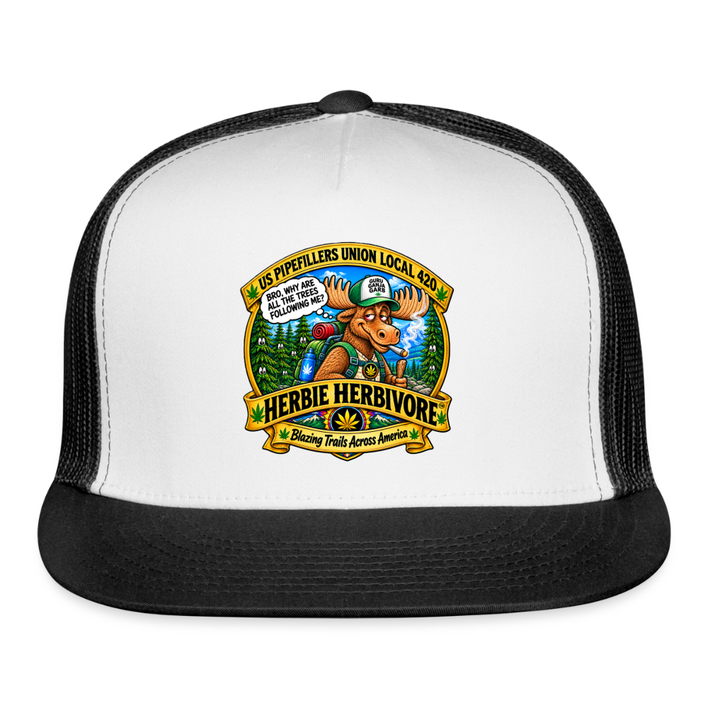 US PIPEFILLERS UNION LOCAL 420 HERBIE HERBIVORE BRO, Trucker Hat - white/black