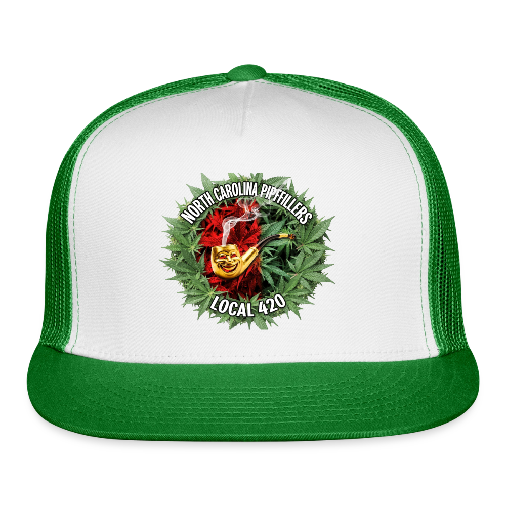 NORTH CAROLINA PIPEFILLERS LOCAL 420 Trucker Hat - white/kelly green