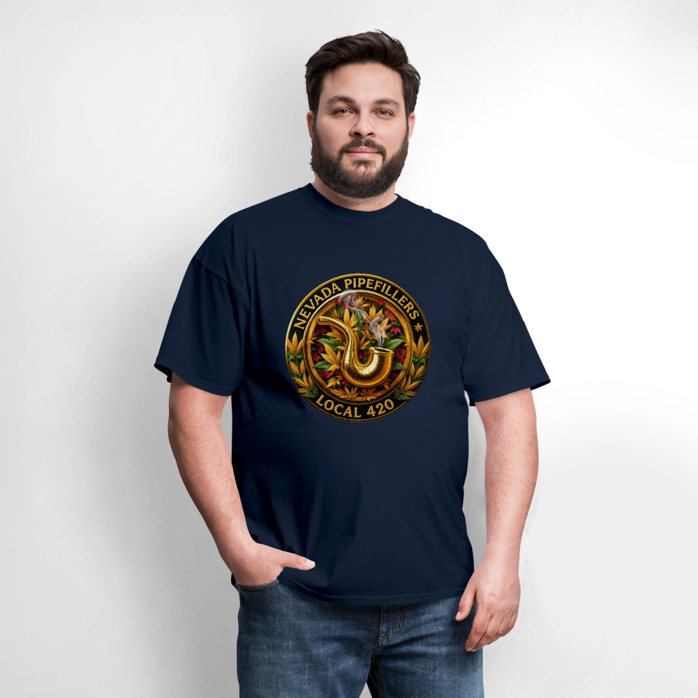 NEVADA PIPEFILLERS LOCAL 420  Men's T-Shirt - navy