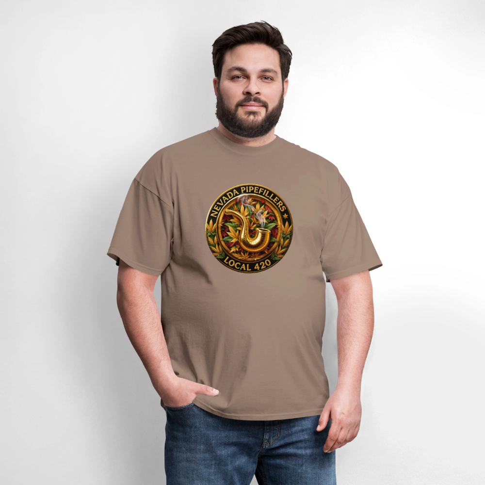 NEVADA PIPEFILLERS LOCAL 420 F/B DESIGN Men's T-Shirt - safari