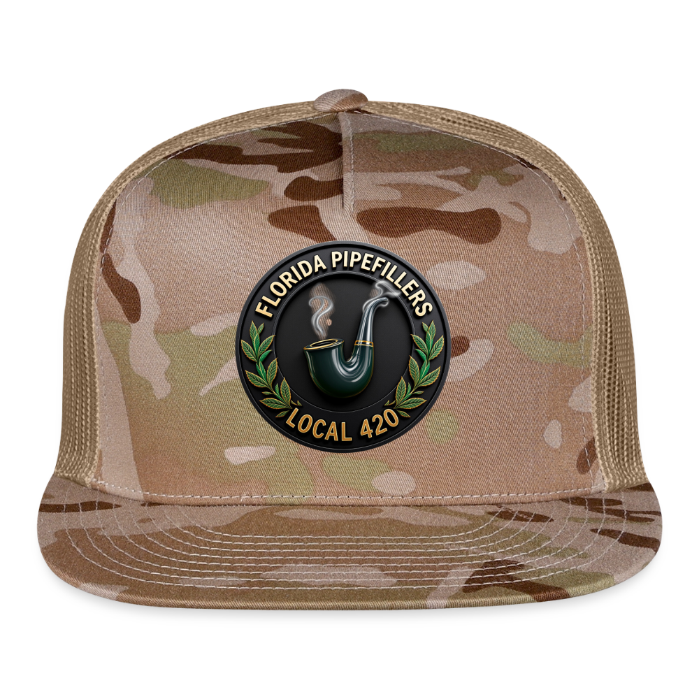 FLORIDA PIPEFILLERS LOCAL 420 CAMO Trucker Hat - MultiCam\tan