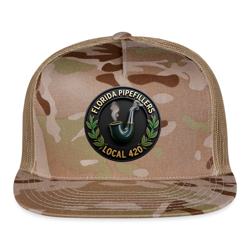 FLORIDA PIPEFILLERS LOCAL 420 CAMO Trucker Hat - MultiCam\tan