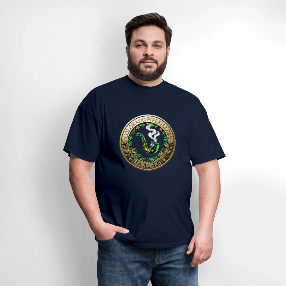 COLORADO PIPEFILLERS LOCAL 420 F/B EMBLEMS Men's T-Shirt - navy