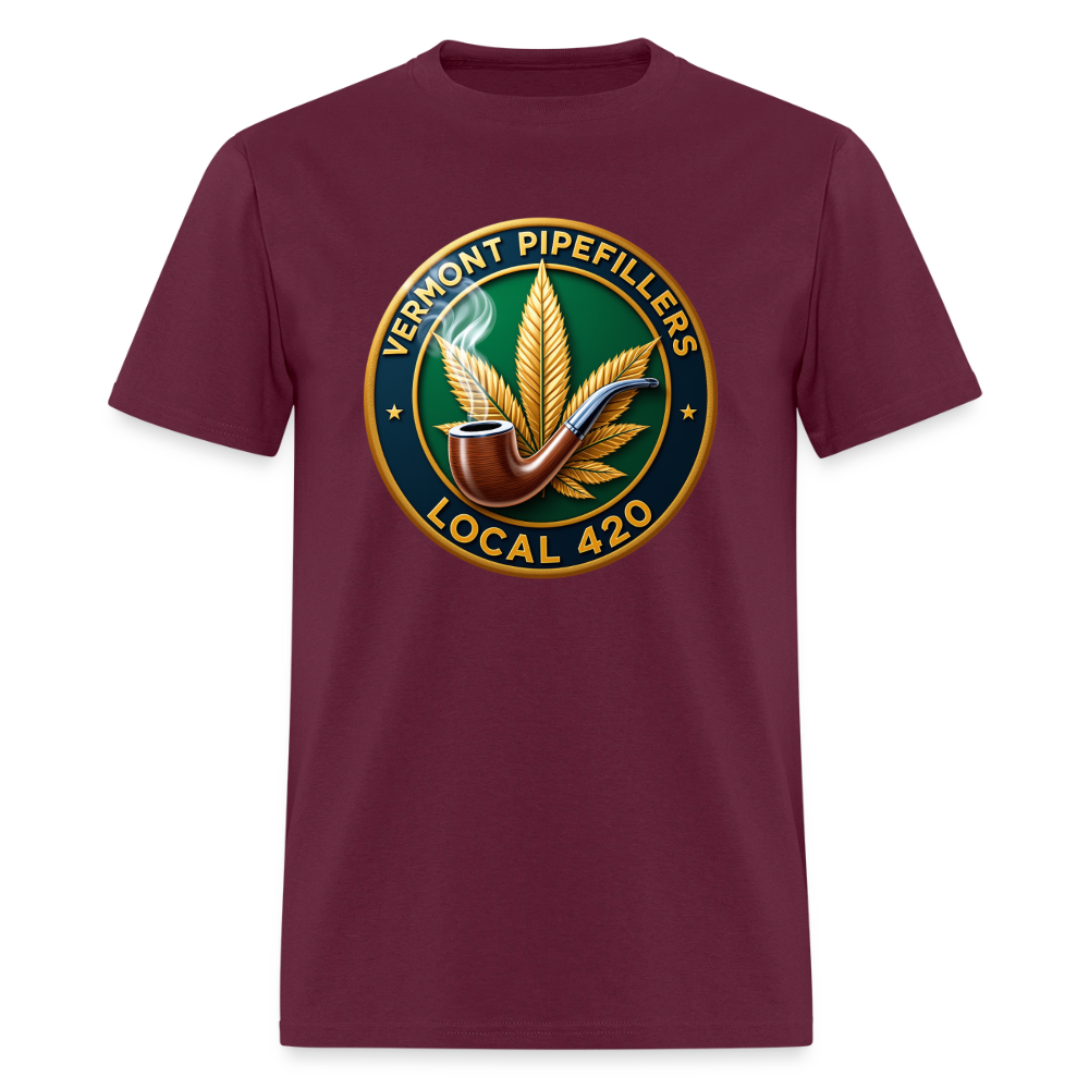 VERMONT PIPEFILLERS LOCAL 420 2 EMBLEM Men's T-Shirt - burgundy