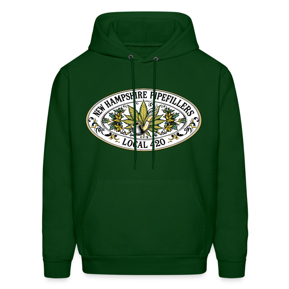 NEW HAMPSHIRE PIPEFILLERS LOCAL 420 2 EMBLEM Men's Hoodie - forest green