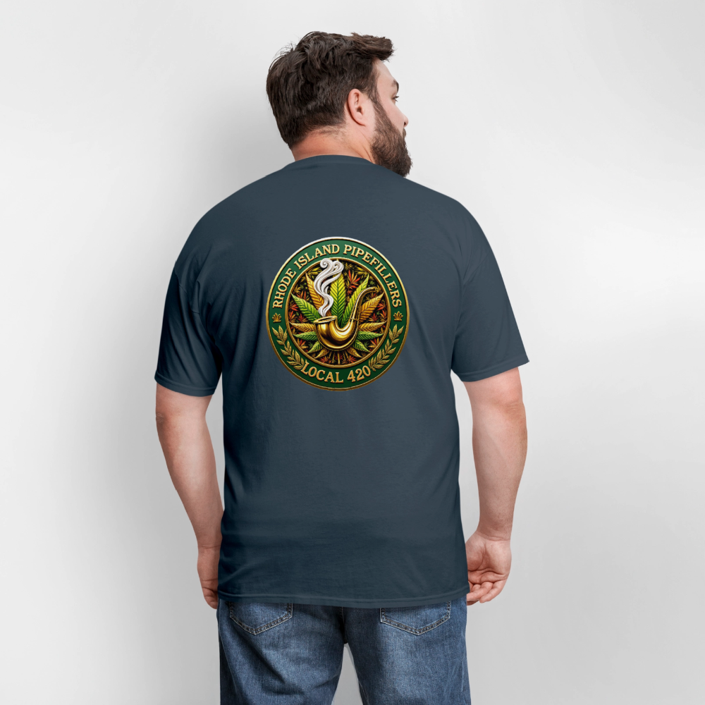 RHODE ISLAND PIPEFILLERS LOCAL 420 F/B DESIGNS Men's T-Shirt -  blue dusk