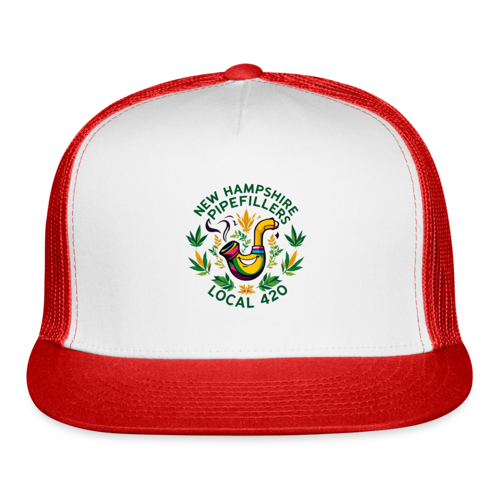 NEW HAMPSHIRE PIPEFILLERS LOCAL 420 Trucker Hat - white/red