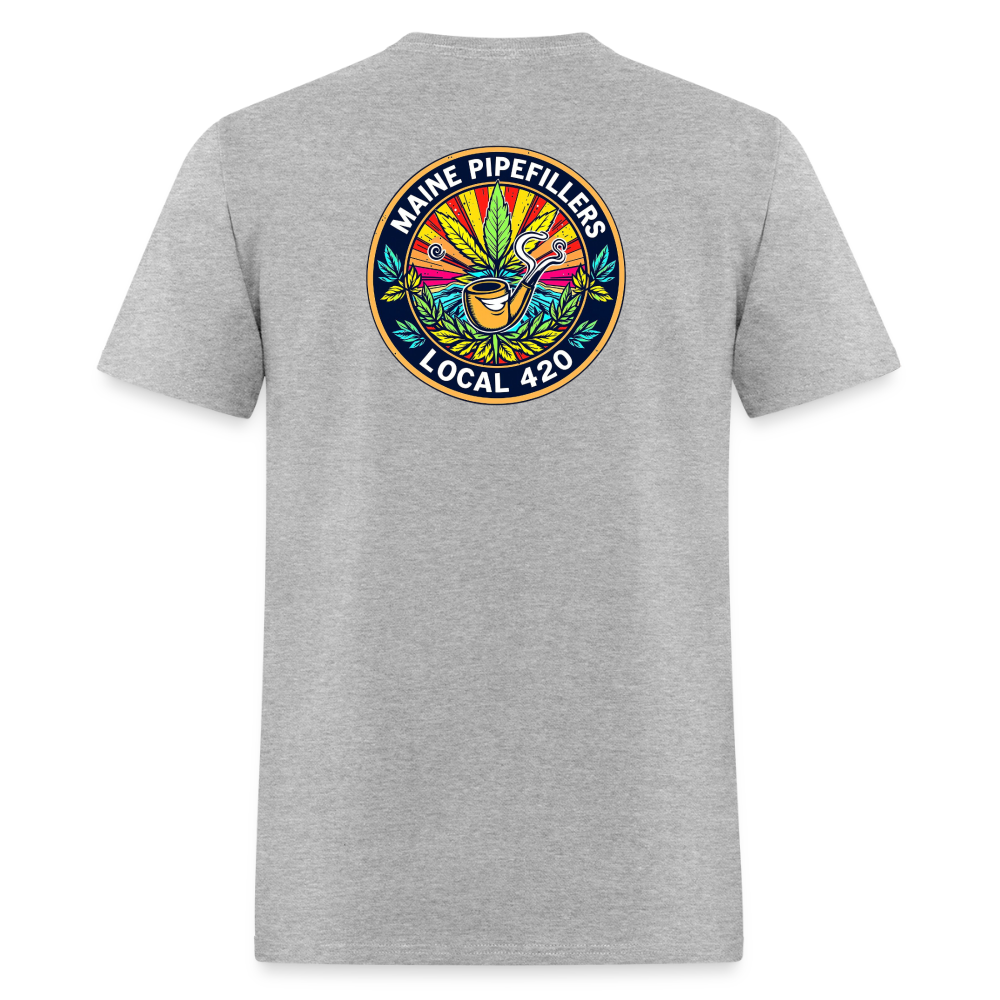 MAINE PIPEFILLERS LOCAL 420 2 EMBLEM Men's T-Shirt - heather gray